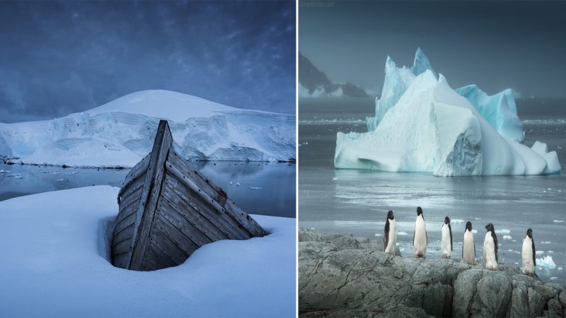 Dramatic Antarctica. These days are quite typical here when you can feel the cold mood and see low clouds rolling almost at water level.