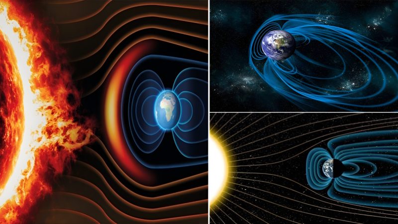 The Magnetic Shield: Safeguarding Planet Earth The magnetic field reaches out into space more than 60,000 km. It forms a protective shell around the earth.