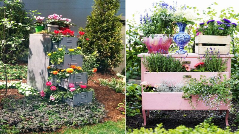 Unique and Colorful DIY Garden Decorations: Repurposing Old Drawers