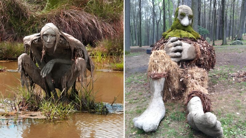 Amazing nature : mysterious statues in the deep forest