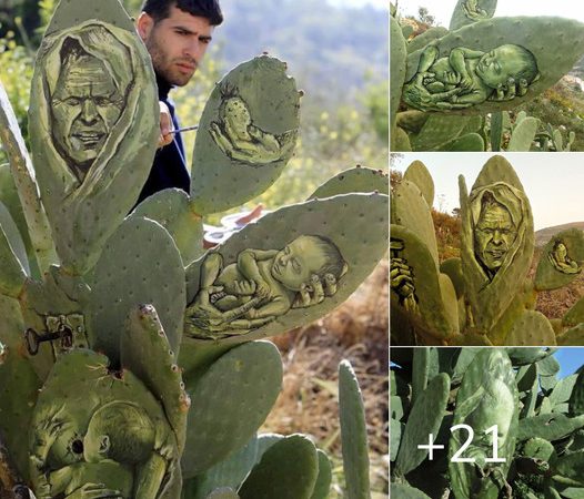 Artistry on Cactus Pads: Portraits of Hope by Palestinian Artist Ahmed Yaseen