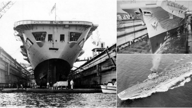 HMS Ocean (R68) in Dry Dock, October 1951